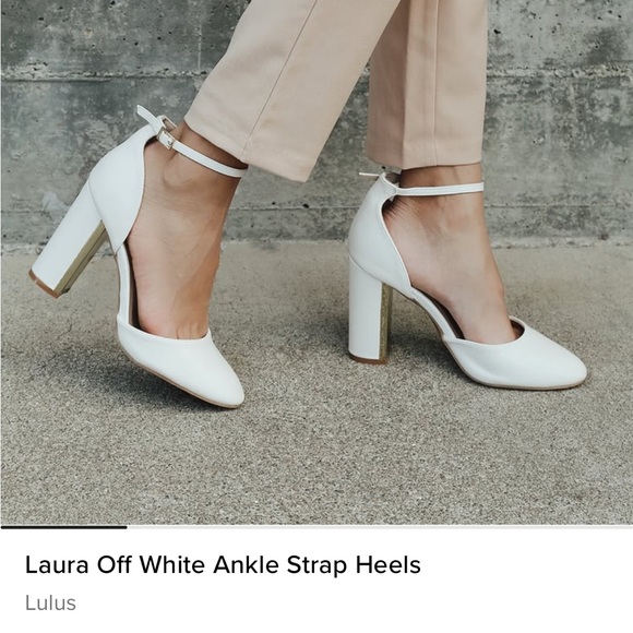 Lulu's Laura Off White Ankle Strap Heels - Picture 2 of 5